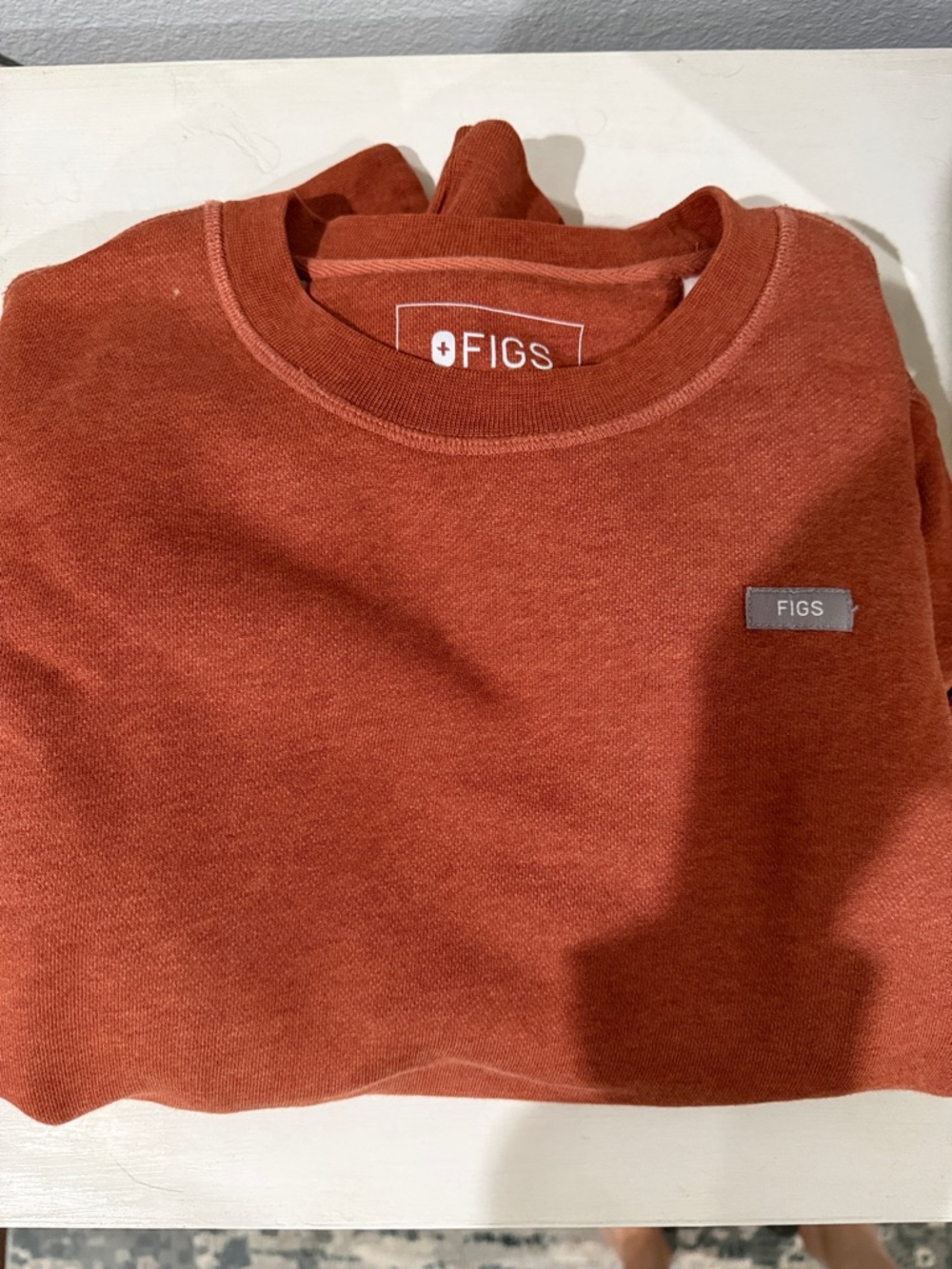 FIGS women's off-shift Crewneck Sweatshirt in Terracotta